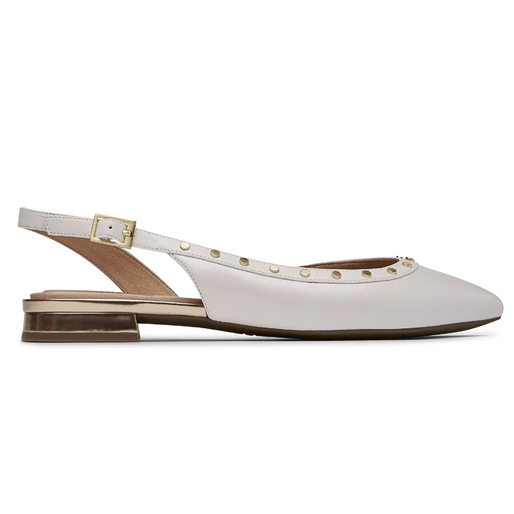 Rockport Slingback Dame Hvite - Total Motion Zuly Studded - OPSH51439